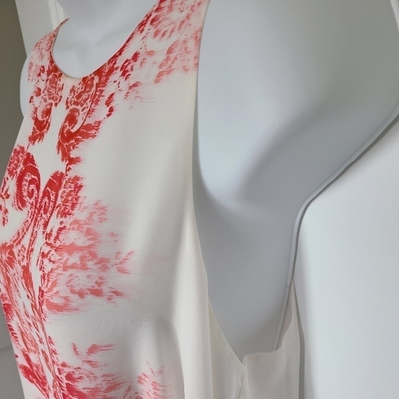 MAX STUDIO Mid Length Sheer Abstract Print White & Red Sleeveless Dress Size Med - Picture 6 of 10